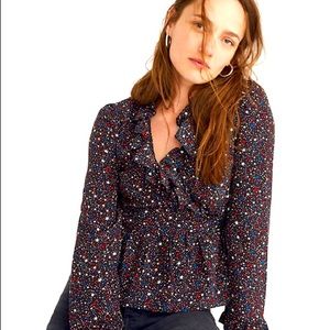 Madewell Starry Silk Wrap Blouse